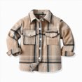 thumbnail image 2 of YIWULA Toddler Long Sleeve Plaid Jacket Baby Boys Girls Button Down Flannel Thick Shirt Fall Winter Coat for Kid(7-8 Years,Khaki), 2 of 5