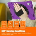 thumbnail image 5 of SaniMore Tri-layer Case for iPad 10th Generation 10.9" 2022, 360° Rotating Hand Rope Crossbody Shoulder Strap Bracket Screen Protecton Heavy Duty Protective Dustproof Anti-drop Shockproof Case, Purple, 5 of 13
