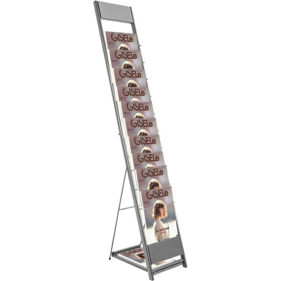 Brochure Display Stand Floor Standing Metal Literature Magazine Display Rack Holder Newspaper Display Stand Floor with 10 Pockets Ddisplay Racks for Craft Catalog Shows