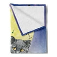 thumbnail image 2 of City Soft Flannel Fleece Blanket, Musical Notes Cat the Keyboard on Rooftops in Night Sky Old Town Full Moon Art Print, Cozy Plush for Indoor and Outdoor Use, 50" x 70", Multicolor, by Ambesonne, 2 of 5