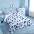 thumbnail image 3 of Manfei Cute Bowknot Queen Comforter Set,Girls Ribbon Bow Bedding Sets,Dreamy Blue Bowtie Bedding Comforter Set For Girls Kids,Super Cozy Bedroom Decor,3pcs, 3 of 8