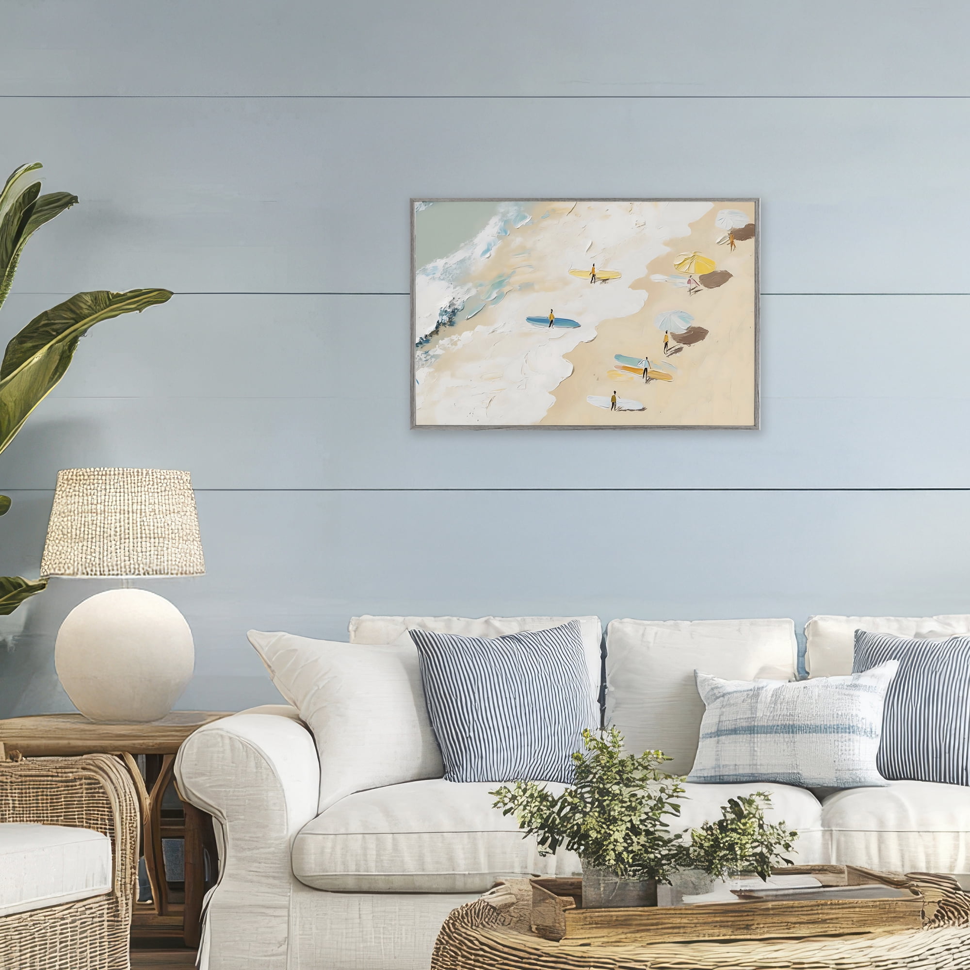 Stupell Industries Beach Surf Summer Scene Gray Framed Giclee Art, design by LSR Design Studio