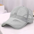 thumbnail image 3 of rygai Men Baseball Hat Hollow Out Mesh Breathable Quick-drying Solid Color Sunscreen Adjustable Outdoor Golf Sun Hat Headwear,Grey, 3 of 8