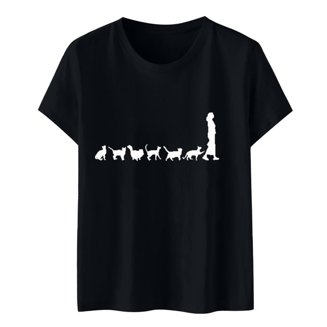 Blusa informal con estampado de manga corta y cuello redondo para mujer Pompotops hfajkhk126134
