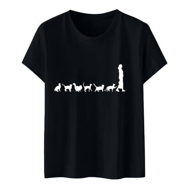 Blusa informal con estampado de manga corta y cuello redondo para mujer Pompotops hfajkhk126134
