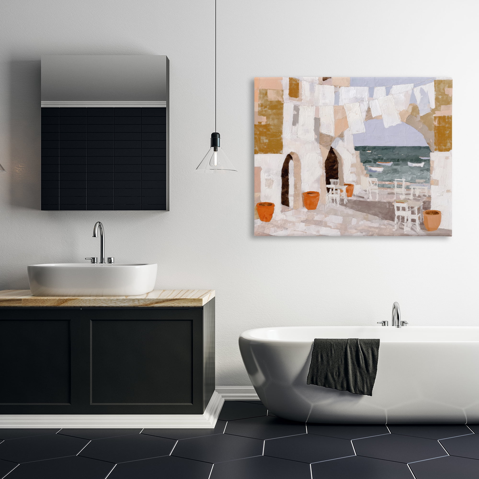 Stupell Industries Coastal Village Plaza Laundry Canvas Wall Art, design by Chromatic Storm Studio