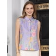 thumbnail image 2 of DARING DIVA Women's Sleeveless Floral Button Down Casual Shirts S Light Purple, 2 of 7