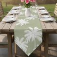 thumbnail image 6 of Sage Green Palm Trees Table Runner Linen Burlap Table Runner 90 Inches Long Farmhouse Tropical Summer Beach Dresser Scarves for Kitchen Island Coffee Dining Room Party Wedding Holiday Decor 13"x90", 6 of 8