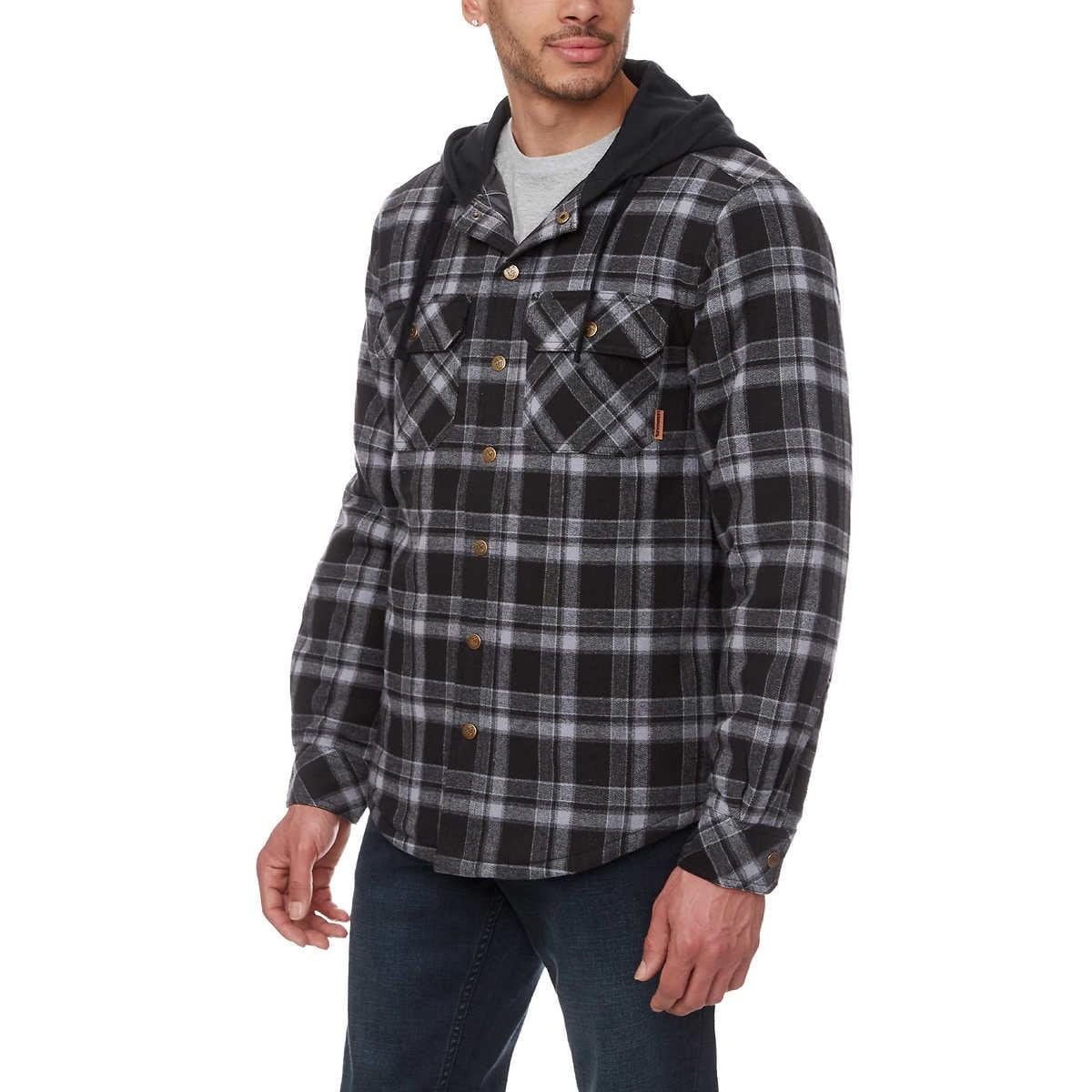 Legendary Outfitters Men’s Plaid Insulated Casual Hooded Shirt Jacket-Blue / M