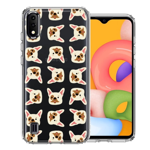 MUNDAZE For Samsung Galaxy A01 Frenchie Bulldog Polkadots Design Double Layer Phone Case Cover