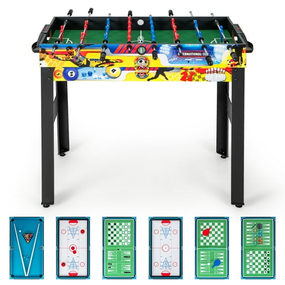 Topbuy 12-In-1 Game Table 48 Inch Combo Game Table w/ Billiards Foosball Ping Pong Hockey Shuffleboard