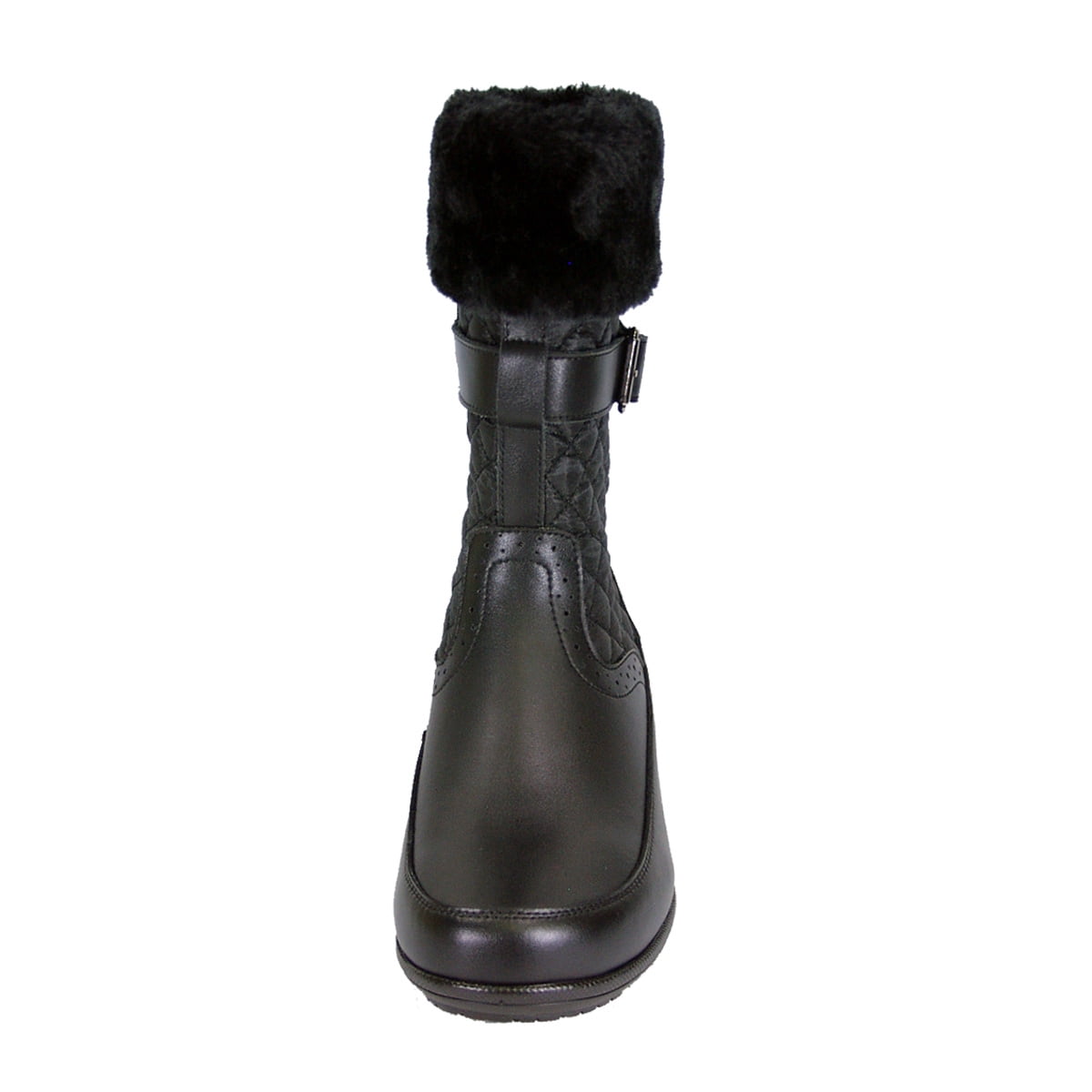 PEERAGE Leila Women Wide Width Wide Calf Leather and Nylon Winter Boots BLACK 11