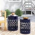thumbnail image 3 of Oufan Outdoor Side Table Set of 2, Decorative Garden Stool for Patio Heavy Duty Metal Frame Accent Table Modern End Table, Navy Blue, 3 of 7