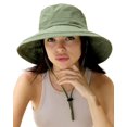 thumbnail image 1 of Sombreros de sol para mujer, gorro de jardinería, ala ancha, cola de caballo, playa, protección solar, algodón transpirable, verano, con ala plegable, verde, 1 of 7