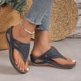 thumbnail image 2 of Xucatan Women's Rhinestone Wedge Flip Flops, Faux Suede Thong Sandals with Chunky Heel, Open Toe Glitter Platform Slippers, Versatile Summer Beach Footwear Gift, 2 of 9