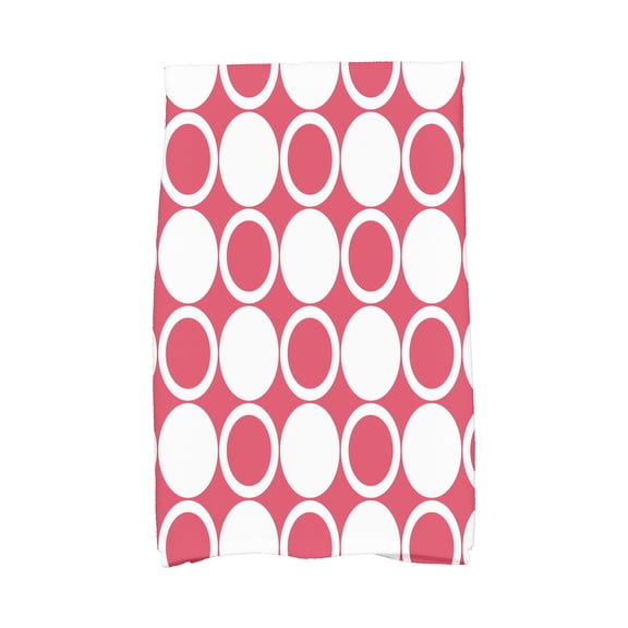 Simply Daisy, 16 x 25 Inch, Small Modcircles, Geometric Print Kitchen Towel, Red