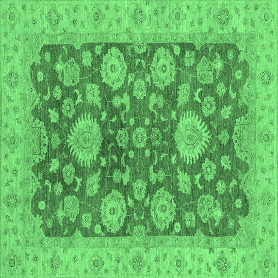 Ahgly Company Indoor Square Abstract Emerald Green Modern Area Rugs, 5' Square