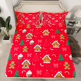 thumbnail image 2 of Homewish Xmas Gingerbread Man Bed Sheets, Cartoon Christmas Cabin King Sheets, Teens Kids Boys Girls Sheet Set, Luxury Bedroom Decor, 4 Pieces, 2 of 7