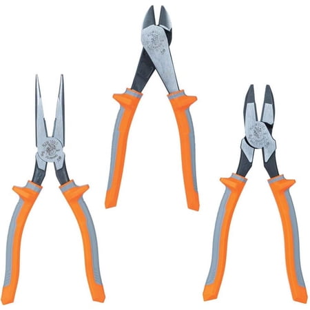 9420R 1000V Insulated Plier Tool Set, Made in USA, with Long-Nose, Side-Cutting, and Diagonal Cutting Pliers, 3-Piece