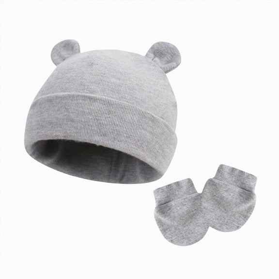 Hessimy Kids Bear Ear Knit Beanie and Mitten Set,2-Piece Winter Warm Accessory