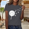 thumbnail image 2 of Holzkary Women Dandelion Graphic T-Shirt Short Sleeve Summer Crewneck Casual Loose Cotton Trendy Printed Tee Tops Women's Summer Round Neck Dandelion Print Loose Casual Short Sleeved T Shirt Grey Xxl, 2 of 4