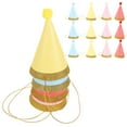 thumbnail image 3 of KAKOWELY 12 gorros de cumpleaños infantiles con pompones y purpurina dorada para fotos, decoración infantil (rosa, rojo, amarillo y azul, cada uno)., 3 of 4