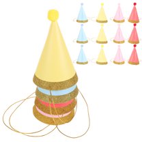 HOOWIFFY 12Pcs Pompom Party Hat for Celebration Assorted Color Material