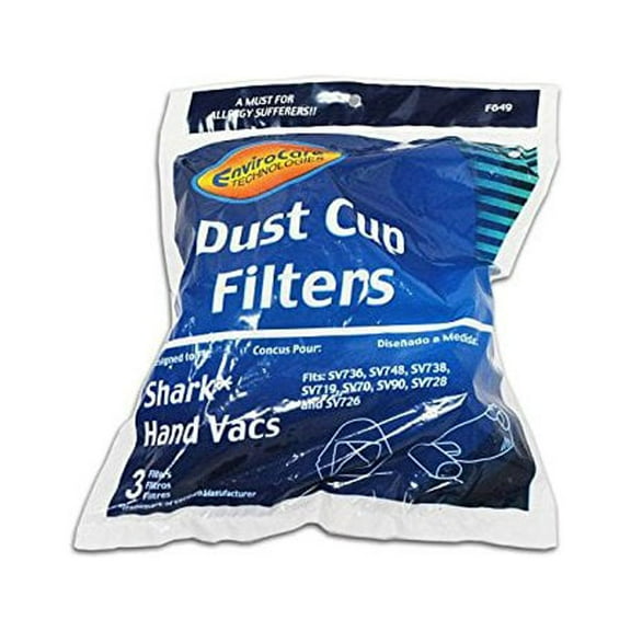 Shark SV736, SV748, SV738, SV719, SV70, SV90, SV728, SV726 Hand Vacuum Dust Cup Filter 3PK # F649