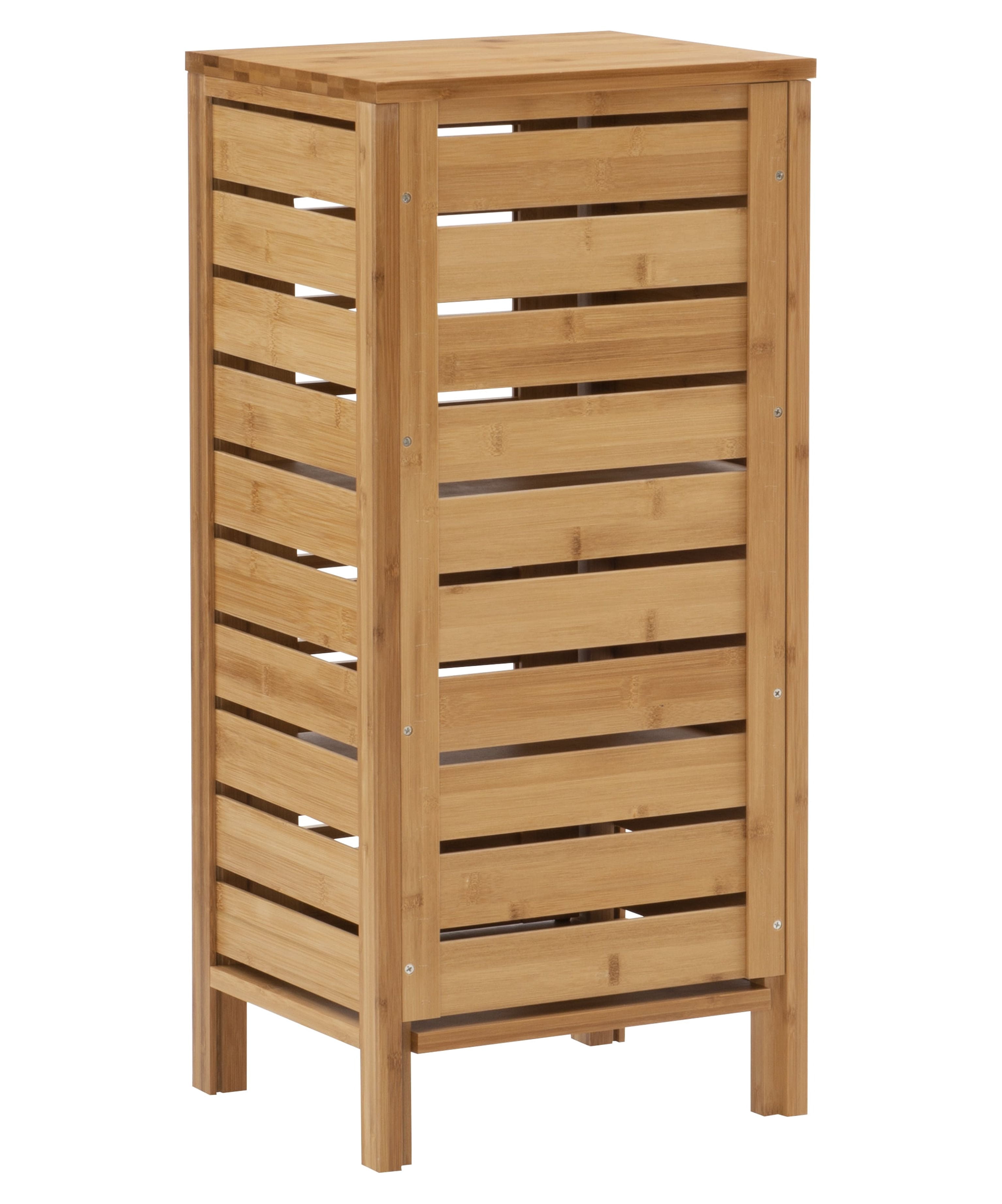 Linon Harding 3-Shelf Single Door Floor Cabinet, Natural Bamboo Finish