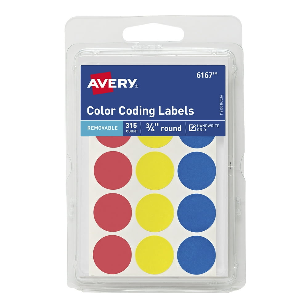 Avery Removable ColorCoding Labels, Assorted Colors, 3/4", 315 Labels