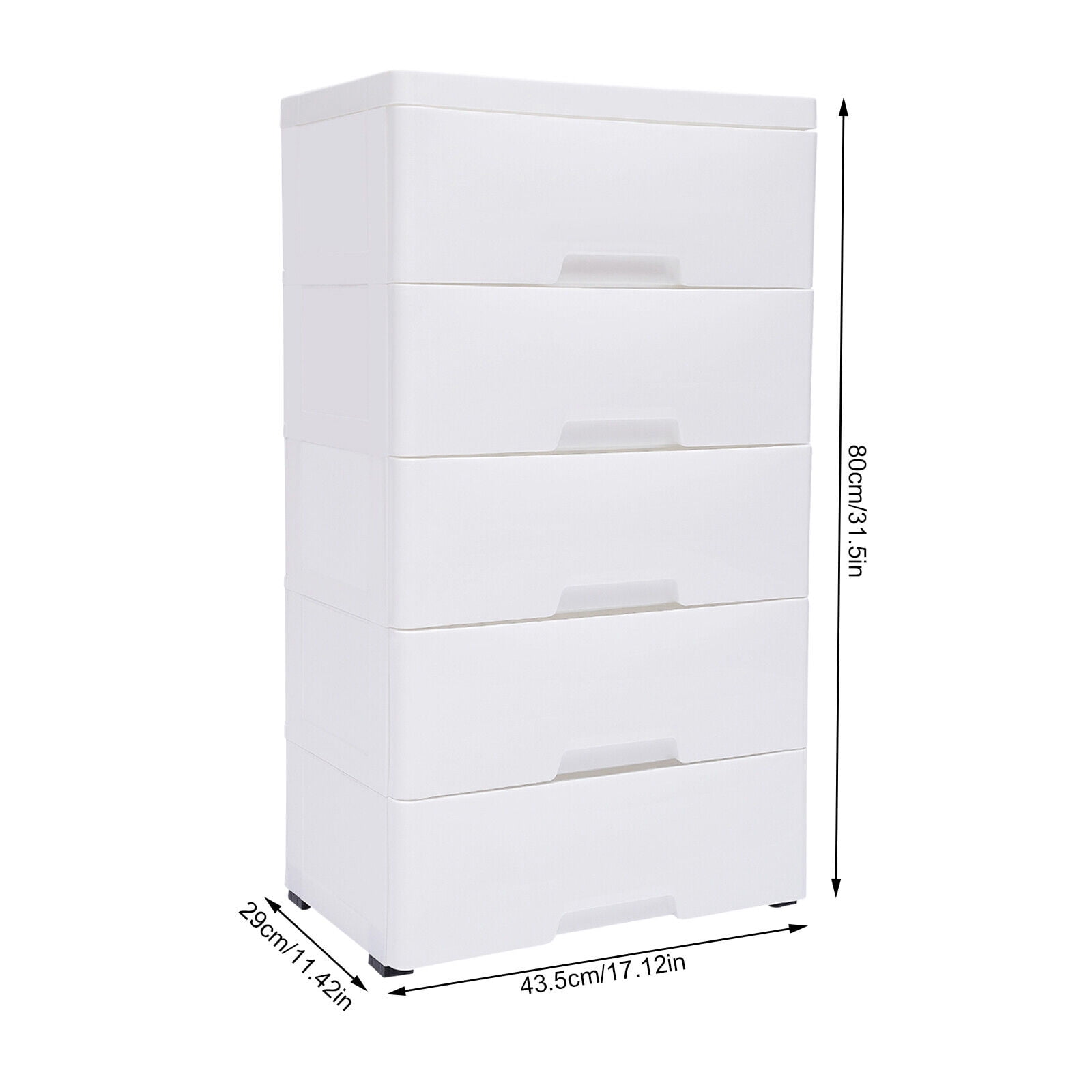 5 Layer Plastic Storage Cabinet Detachable Drawer Tower Case Clothes Organizer w/ Wheels