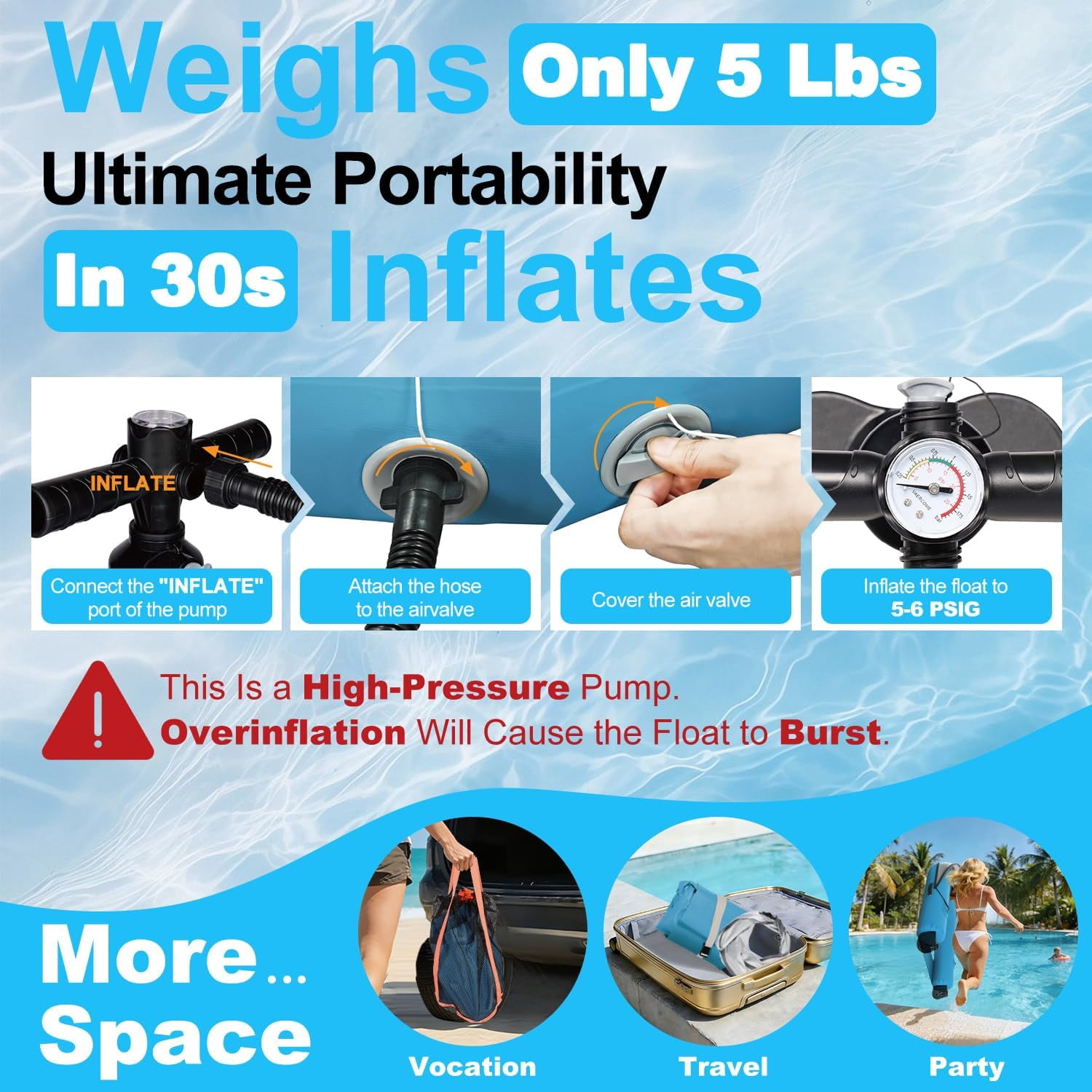 Pipopa Adult Inflatable Pool Floats&nbsp;with UPF50+ & Rain Canopy,2 Large Drink Holders,Inflatable Lounger Float for Swimming Pool,Beach,Party,Blue