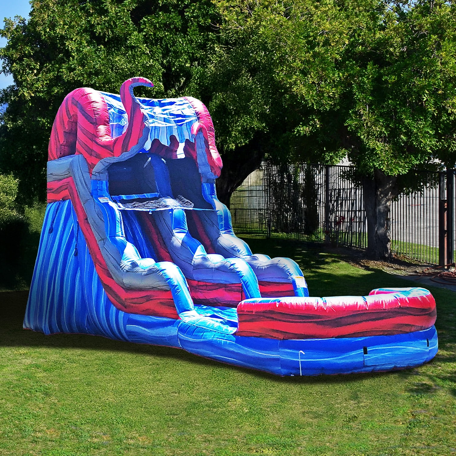 JumpOrange Commercial Grade Water Slide Inflatable with Splash Pool for Kids and Adults (with Blower), Ocean Theme
