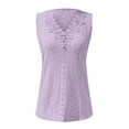 thumbnail image 6 of Rigardu tank top for women Eyelet TopWomen's New Summer V Neck Vest T Shirt Us Size Sleeveless Lace Top for Women womens tank tops Purple + M, 6 of 6