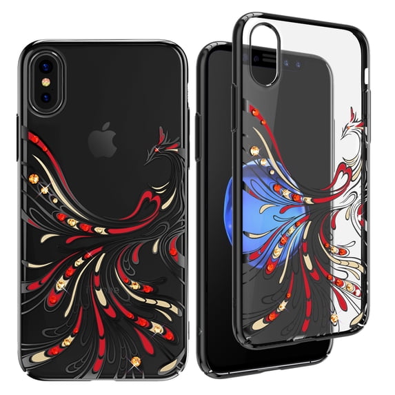 Kingxbar for iPhone X Case,Fashion Clear SWAROVSKI Crystal 1mm Slim Hard Cover