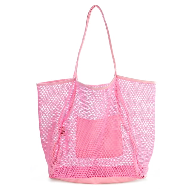 Bolsa de playa HOXIS Mesh para mujer en nailon rosa y poliéster