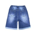 thumbnail image 4 of Uobin Women's Bermuda Jean Shorts Casual High Waisted Folding Hem Straight Leg Denim Shorts, 4 of 9