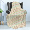 thumbnail image 4 of Striped Soft Flannel Fleece Throw Blanket, Folk Soft Pastel Color Aztec Backdrop Round Shapes Triangles Mexican Print, Cozy Plush for Indoor and Outdoor Use, 70" x 90", Multicolor, by Ambesonne, 4 of 5