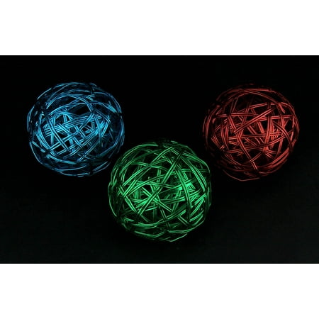 Set Of 3 Metallic Woven Wire Decorative Balls 4 5 Inch Diameter