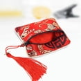 thumbnail image 4 of Chinese Style Brocade Hand Embroidery Tassel Pendant Zipper Small Jewelry Ring Gift Storage Pouch Bag Satin Coin Key Purse F, 4 of 6