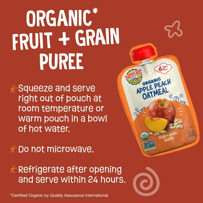 Earth's Best Organic Stage Baby Food, Apple Peach Oatmeal Fruit