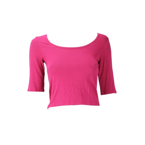 American Rag  Sangria Elbow-Sleeve Crop Tee M