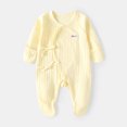 thumbnail image 2 of Baby Girls Boys Long Sleeve Printed Bodysuit Infant Foot Jumper Cotton One-Piece Romper 0-12 Months 1-3 Months Newborn Crawling Suits Yellow, 2 of 4