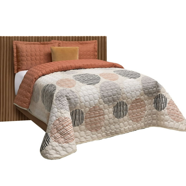 Edredón Ligero King Size Elefantito Rietti color Beige Doble Vista Geométrico