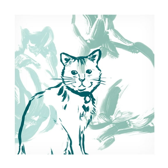 Canvas Wall Art - June Erica Vess 'Paint Box Cats II' Wall Art for Living Room, Bedroom, or Office Décor by Trademark Fine Art - 14 x 14 Inches