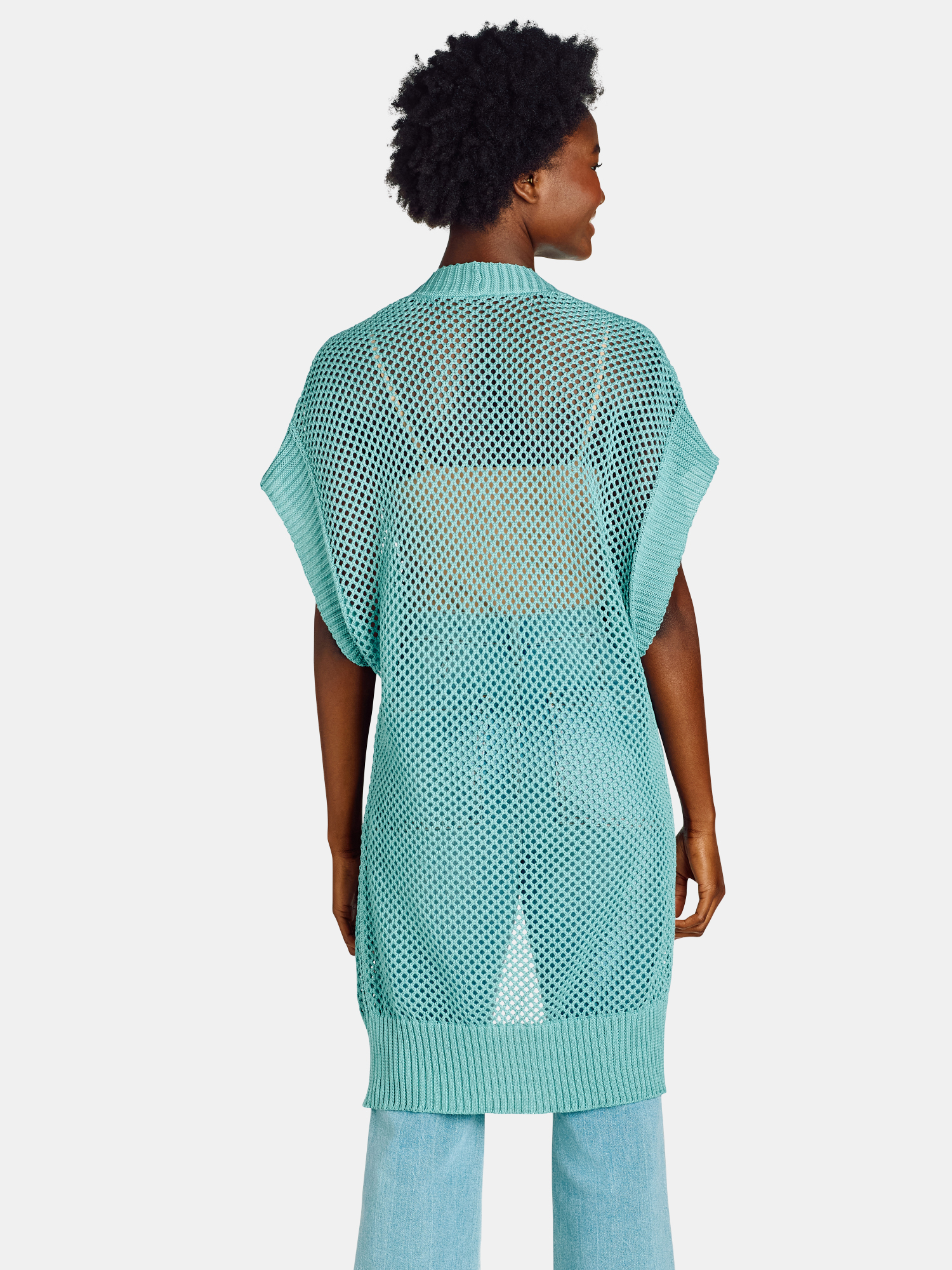 Time and Tru Women's Open Front Crochet Ruana, Sizes S-3XL