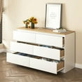 thumbnail image 5 of Spaco Modern 6 Drawer Dresser, Chest of Drawers Organizer Storage with Drawers, Dresser for Indoor as Bedroom, White+Brown, 5 of 10
