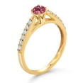 thumbnail image 3 of Gem Stone King 10K Yellow Gold Pink Tourmaline and White Lab Grown Diamond Engagement Ring for Women (0.33 Cttw, Gemstone October Birthstone, Round 3.5MM, Size 5), 3 of 4
