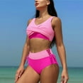 thumbnail image 3 of TrendVibe365 Bikinis for Women 2 Piece Pink 2 Piece Swimsuits High Waisted Thong Bow-Tie Shoulder Straps Wrap Top Bathing Suits Solid Swimwear Beachwear XL, 3 of 7