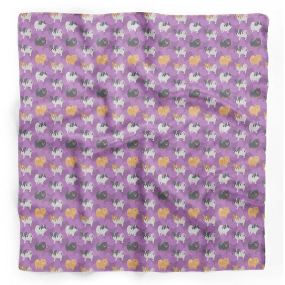 Bimba Purple Pomeranian Dog Pure Silk Printed Head Bandanas Summer Neck Wrap Scarf 40 x 40 Inches